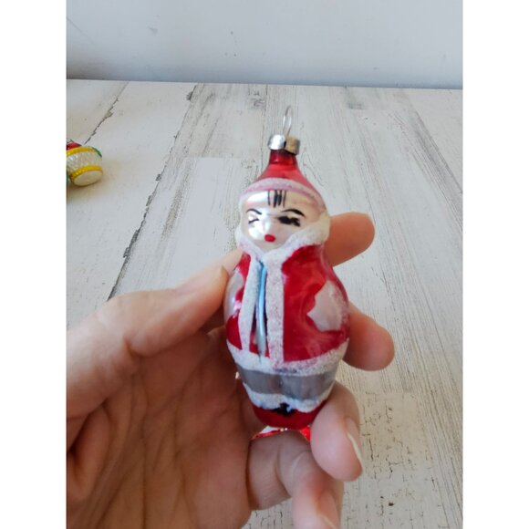 antique Eskimo Santa glass ornament West Germany Xmas tree set - Picture 2 of 12
